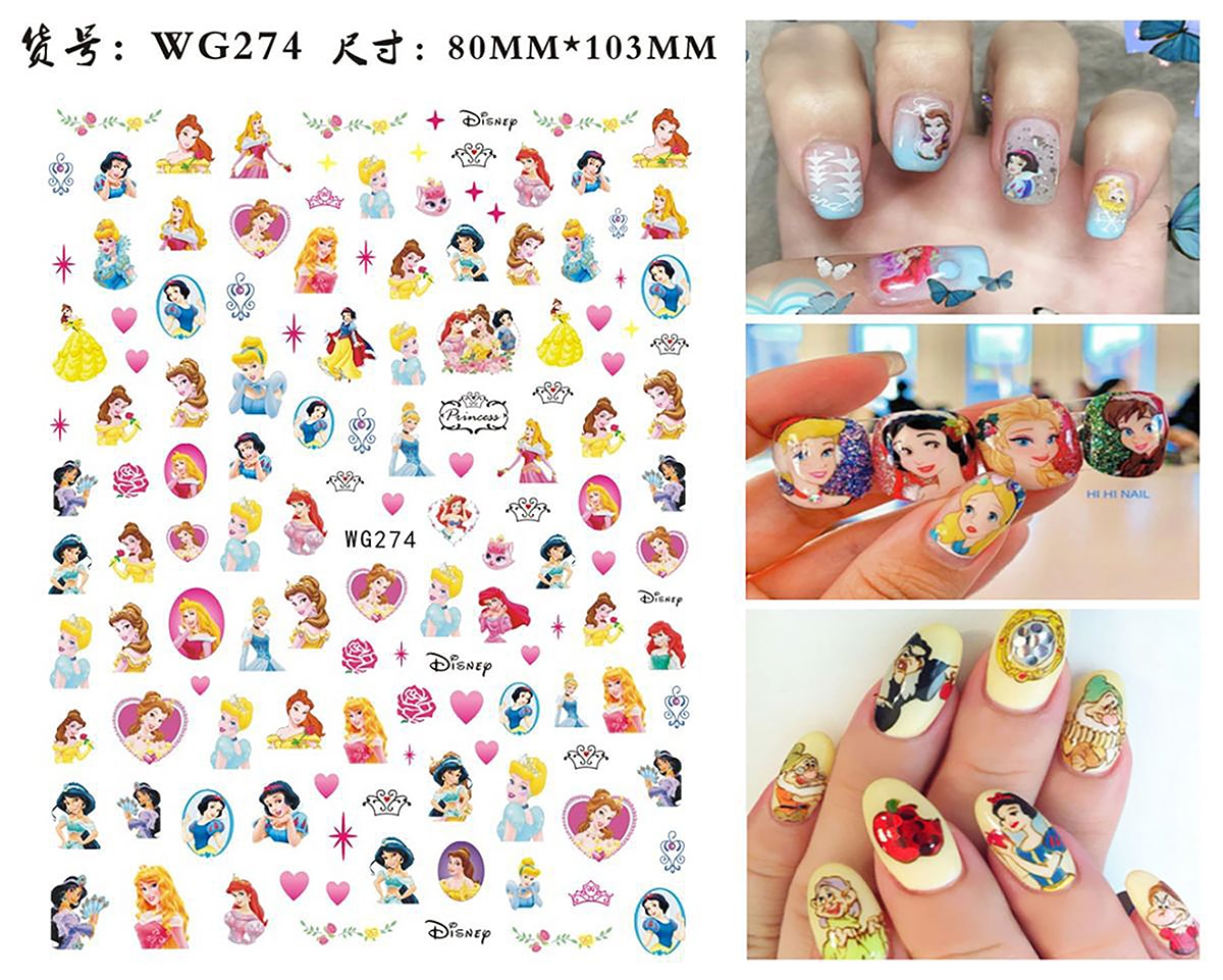 Disney Princess 3D Nail Stickers Nail art Decoration Mermaid Snow White - All for Nails!