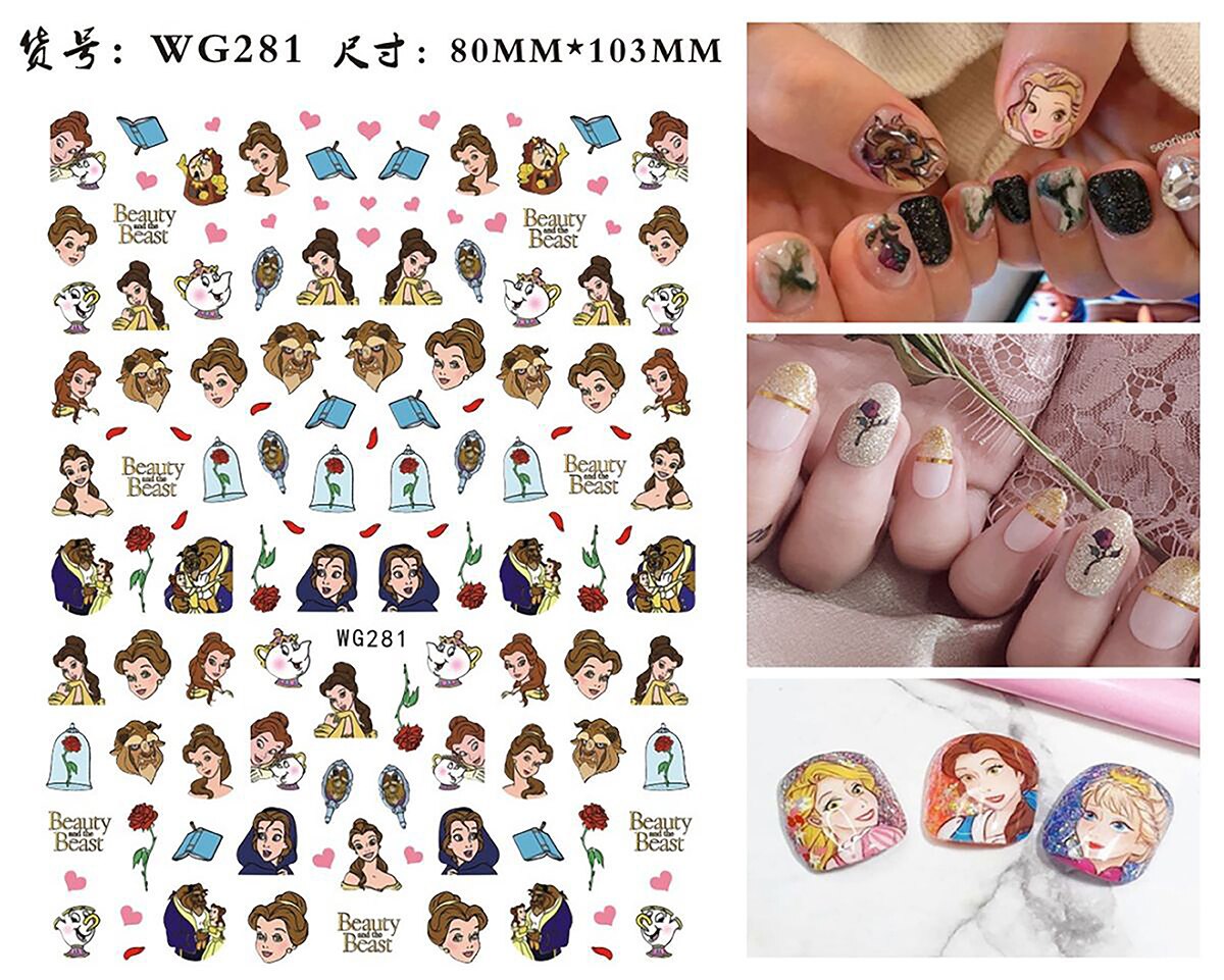 Disney Princess 3D Nail Stickers Nail art Decoration Mermaid Snow White - All for Nails!