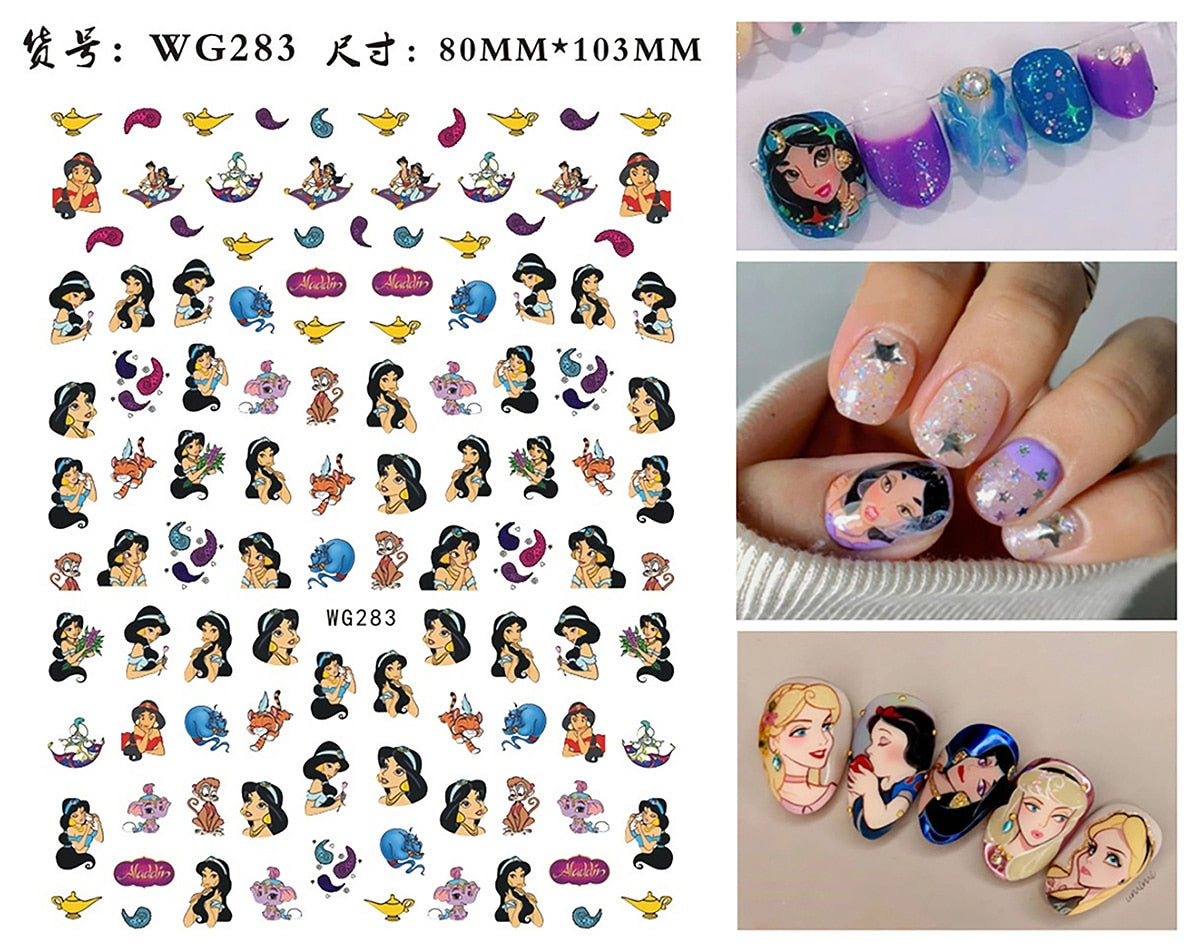 Disney Princess 3D Nail Stickers Nail art Decoration Mermaid Snow White - All for Nails!