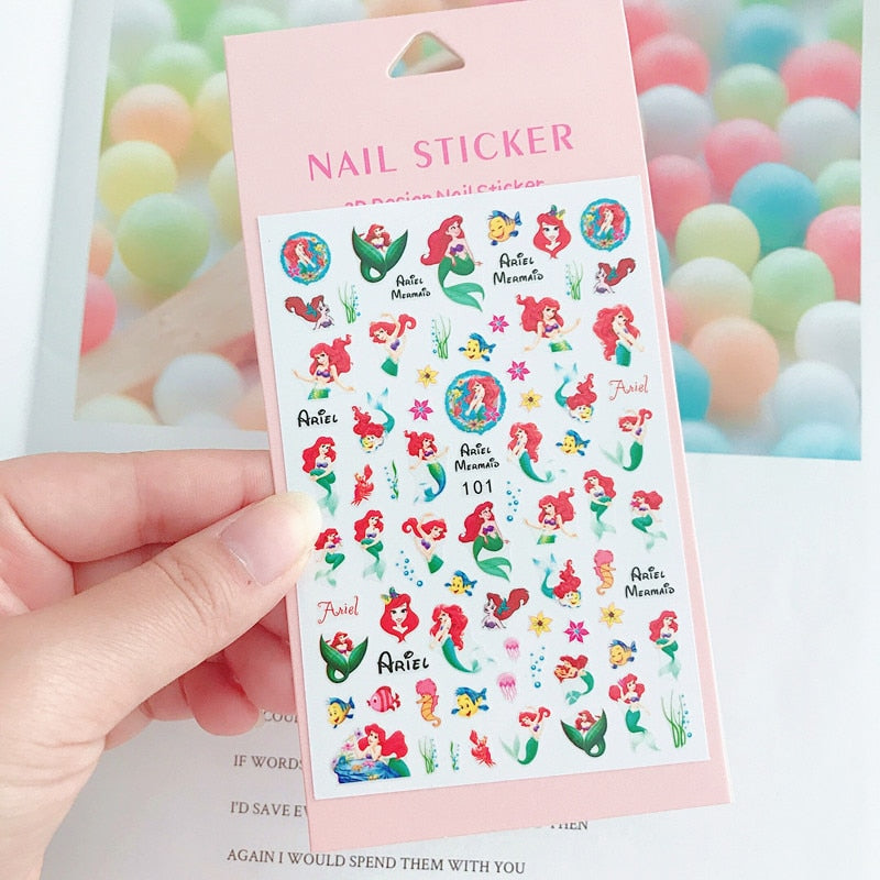 Disney Princess 3D Nail Stickers Nail art Decoration Mermaid Snow White - All for Nails!