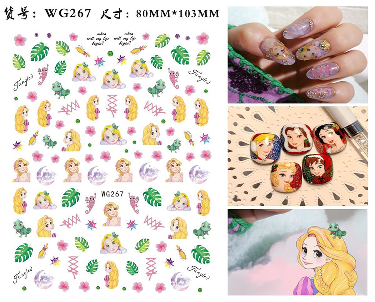 Disney Princess 3D Nail Stickers Nail art Decoration Mermaid Snow White - All for Nails!