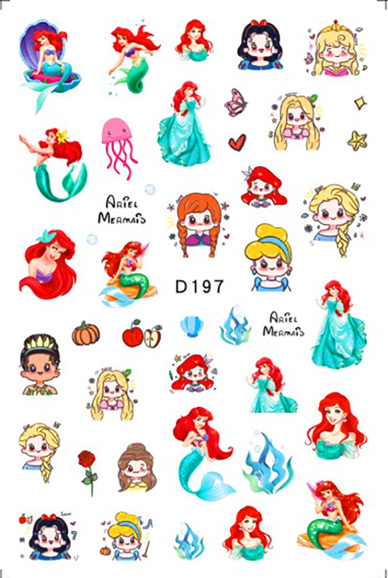 Disney Princess 3D Nail Stickers Nail art Decoration Mermaid Snow White - All for Nails!